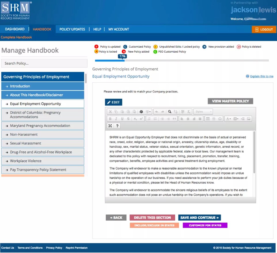 SHRM Employee Handbook Builder